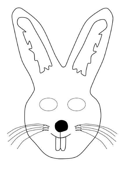 çocuklar için hazır kağıttan Tavşan maskesi şablonu